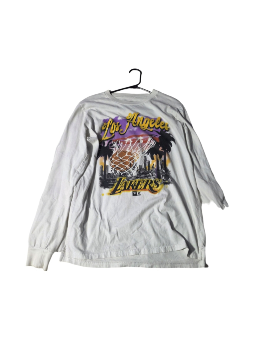 Men's House of Highlights Lakers Long Sleeve Tee, Size M, White/Yellow